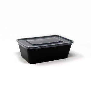 750 ml Rectangle Black Plastic Container